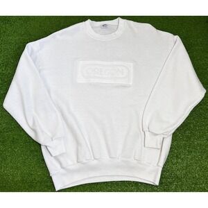 Vintage University Of Oregon SweatShirt XL Crewneck UO White On White 80s Pullov